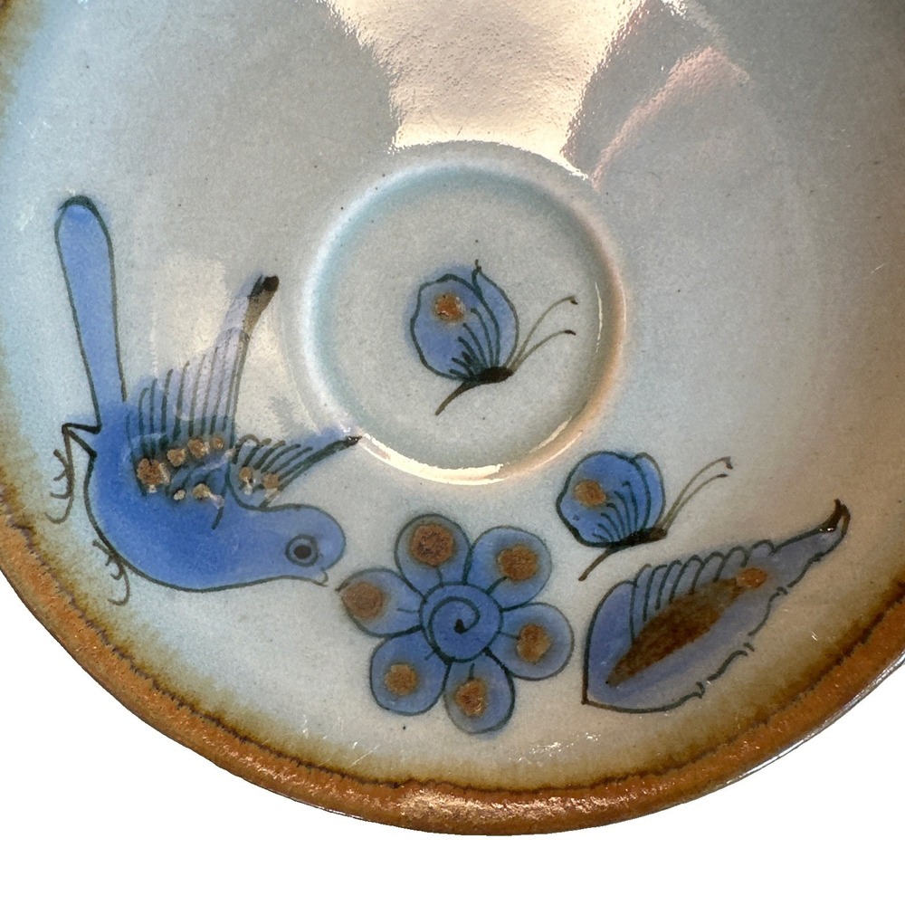 VTG Ken Edwards Tonala El Palomar Saucer Plates Set Of 4 Blue Bird Mexican Folk - Picture 5 of 6